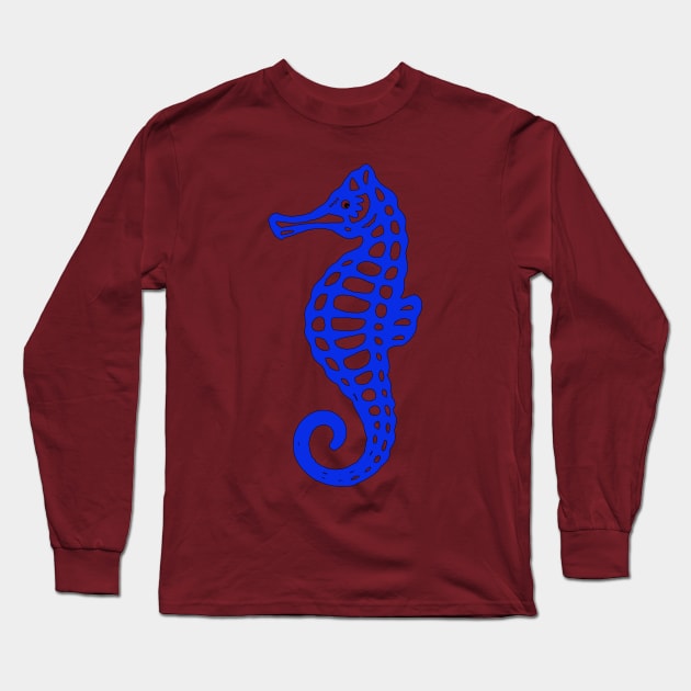 Blue Sea Horse Long Sleeve T-Shirt by dalyndigaital2@gmail.com